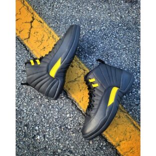 Men's Nike Air Jordan Shoes Retro 12 Taxi Black
