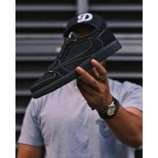 Men's Travis Scott x Air Jordan Shoes 1 Low OG SP Black Phantom