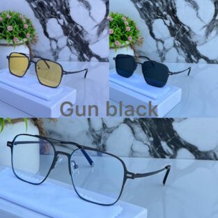 Metal Attachment Sunglasses For Men Gun Black