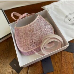 Prada Handbag Milano Diamond With OG Box and Dust Bag (Pink)
