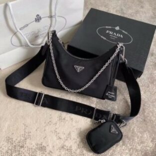 Prada Handbag Re-Edition Black Celebrity Bag With OG Box