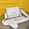 Prada Handbag System Nappa Leather Patchwork Bag With Prada Iconic Triangle Design With OG Box & Dust Bag (White - 272)