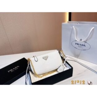 Prada Handbag White Sling With Box and Dust Bag (S6)