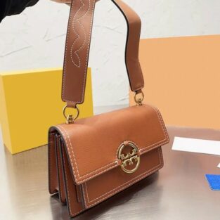 Tory Burch Handbag Miller Western Flap Shoulder Bag With OG Box & Dust Bag (Brown - 393)