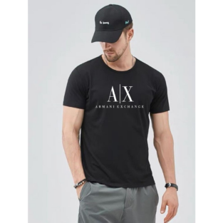 Unisex Cotton Armani Exchange Tshirt - Black