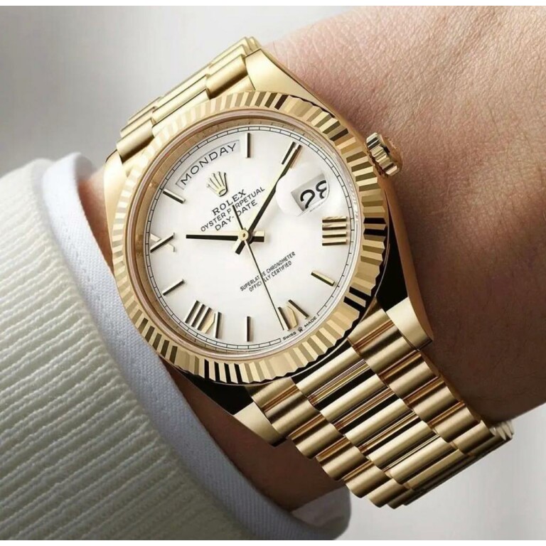 Rolex Watch With White Dial Date Automatic For Men