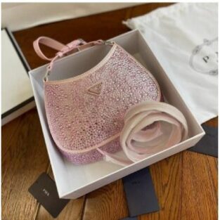 Prada Milano Handbag, Diamond with Original Box and Dust Bag, Pink