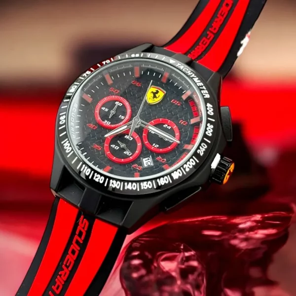 Luxurious Scuderia Ferrari Chrono Working Red Watch For Men (CS4660)