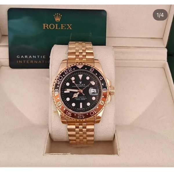 Luxurious Rolex GMT Master 2 Rose Gold Watch For Men (CS4676)