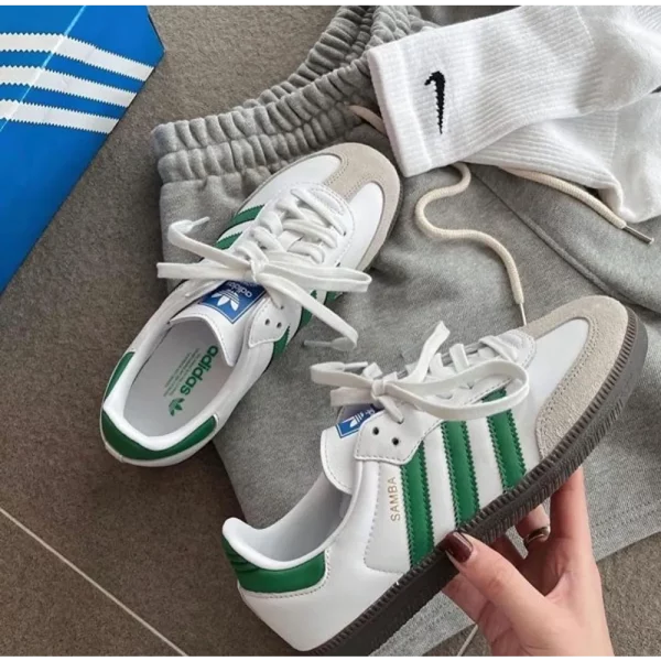 Premium Adidas Samba White Green Shoes For Men (SW7673)