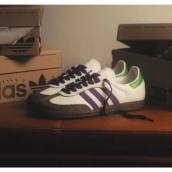 Premium Adidas Samba Core Purple Green Shoes For Men With Brand Box (SUP5411) - Image 3