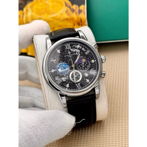 Luxurious Patek Philippe Roman Chronograph Full Black Watch For Men (CS4650)