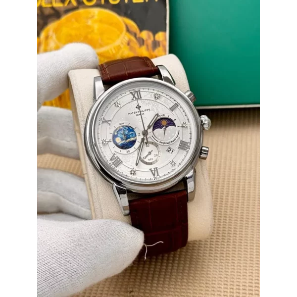 Luxurious Patek Philippe Roman Chronograph Brown Watch For Men (CS4651)