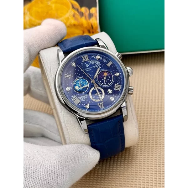 Luxurious Patek Philippe Roman Chronograph Blue Watch For Men (CS4652)