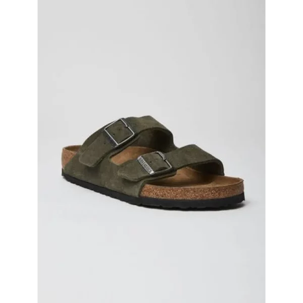 Premium Birkenstock Arizona Olive Green Suede Shoes (SFS1982) - Image 2