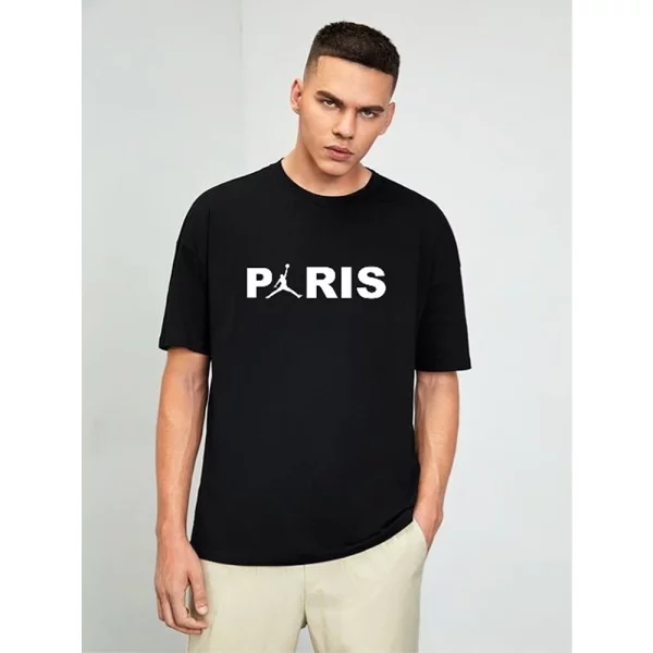 Imported Cotton Paris T-shirt for Men,Black (WA2032)