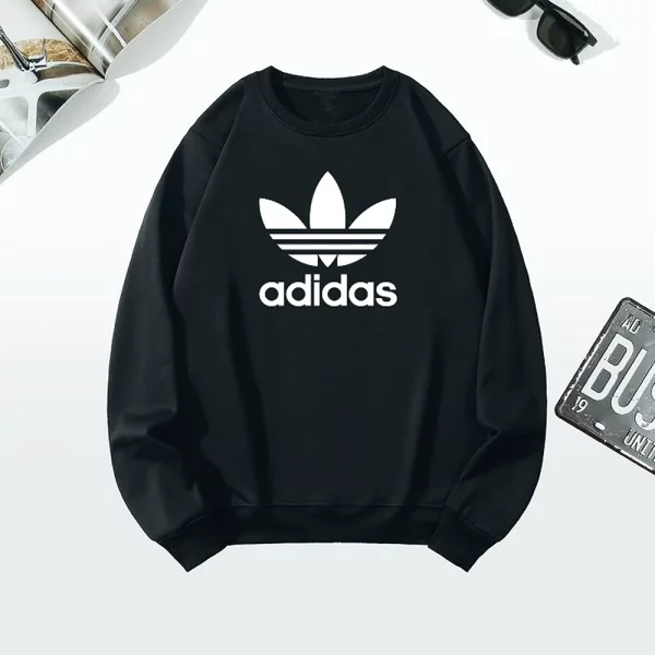 Premium Cotton Round Neck Adidas Sweatshirt for Men, Black (WA1001)