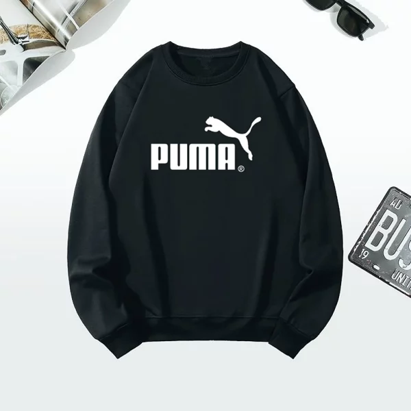 Premium Cotton Round Neck Puma Sweatshirt for Men, Black (WA1002)