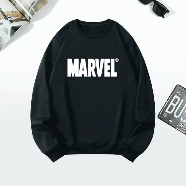 Premium Cotton Round Neck Marvel Sweatshirt for Men, Black (WA1030)