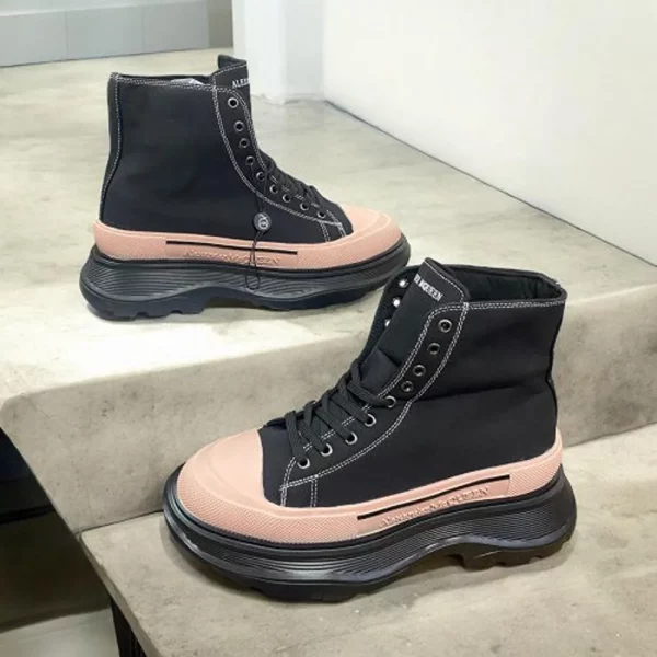 Premium Alexander McQueen Tread Slick High Black Pink Shoes For Men (SFS1995) - Image 2