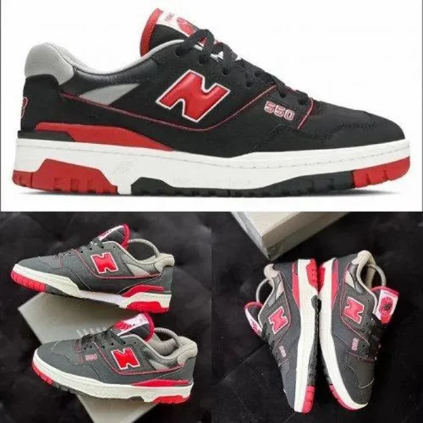 Premium New Balance 550 Black Red Bred Shoes For Men (SFS2013) - Image 3